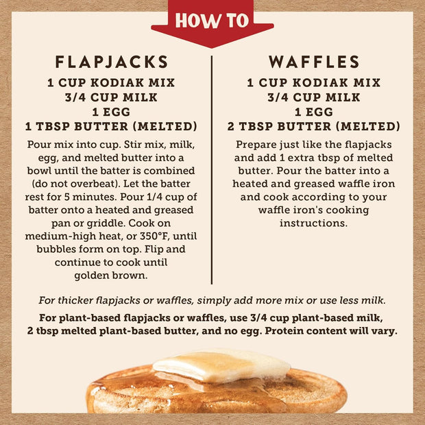 Kodiak Kernza Power Cakes, Pancake & Waffle Mix, Original, High Protein,100% Whole Grains (Pack of 1)