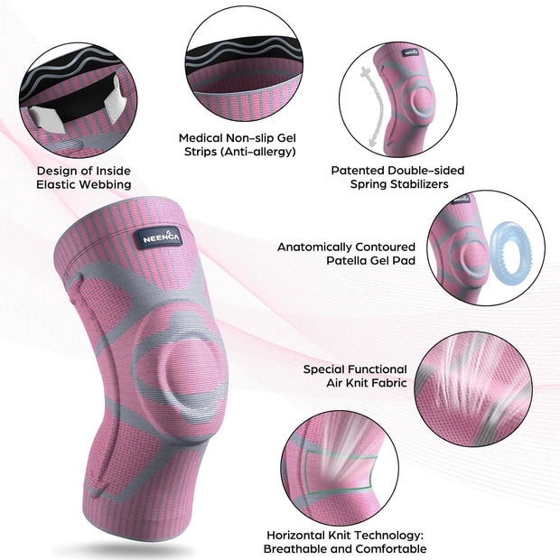 NEENCA Knee Brace for Knee Pain Relief, Medical Knee Support with Patella Pad & Side Stabilizers, Compression Knee Sleeve for Meniscus Tear, ACL, Arthritis, Joint Pain, Runner, Sport- FSA/HSA APPROVED