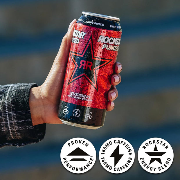 Rockstar Energy Drink Punched Hardcore Apple, 16oz Cans (12 Pack)