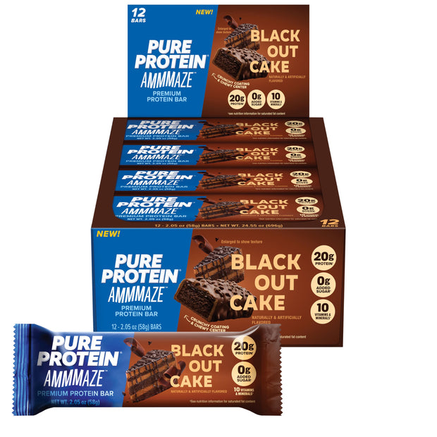 Pure Protein AMMMAZE Strawberry Shortcake Protein Bars (12 ct) 20g High Protein, No Added Sugar - Strawberry Meal Replacement Bar - On the Go Snacks