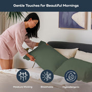 Olive + Crate Tencel Eucalyptus Pillowcases - 100% Tencel Lyocell Cooling Pillow Cases for Hot Sleepers - Hypoallergenic, Moisture-Wicking, Silk Alternative, Vegan - King Size Set of 2 [Moss]