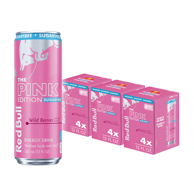 Red Bull Pink Edition Sugar Free Energy Drink, Wild Berries, 8.4 fl. oz., Pack of 8 cans, with 80mg Caffeine, Taurine & B Vitamins