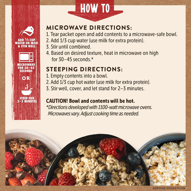 Kodiak Cakes Instant Oatmeal Packets Variety Pack - High Protein - 100% Whole Grains Breakfast Food - Maple & Brown Sugar, Apple Cinnamon, & Chocolate Chip (24 Packets)