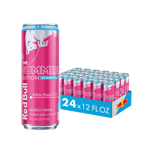 Red Bull Summer Edition Energy Drink, White Peach, 12 fl. oz., Case of 24 cans, with 114mg Caffeine, Taurine & B Vitamins