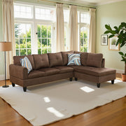 Sectional Couch 103.5" L Shaped Couch Comfy Futon Bed Upholstered Faux Leather 3 Pieces Living Room Furniture Sets with Ottoman and High Density Sponges for Living Room, White