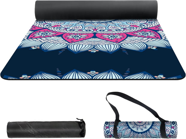 nuveti Yoga Mat Print Extra Thick TPE Non Slip Fitness Exercise Mat with Carrying Bag,72"x24" Extra Thick 6MM Exercise & Workout Mat for Yoga, Pilates Fitness and Floor Exercises