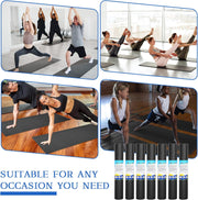 Riakrum 20 Pieces Exercise Yoga Mat Workout Mat with Strap 68 x 24 Inch Fitness Gym Mat Yoga Mat Non Slip for Women Men Gym Home Supplies(Black)