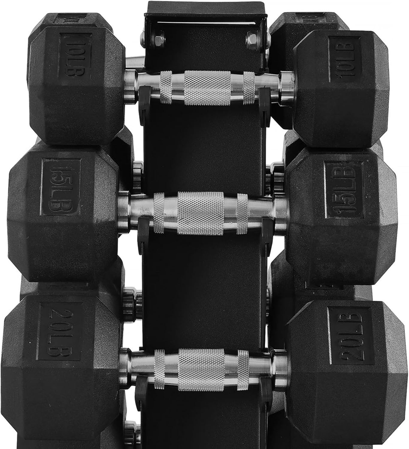 BalanceFrom Rubber Coated Hex Dumbbell Weight Set with Storage Rack, 100LB or 150LB or 200LB Set, 5-20 lbs or 5-25 lbs or 10-30 lbs Pairs