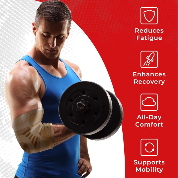 Nordic Lifting Elbow Compression Sleeves (1 Pair) – Support for Pain Relief, Tendonitis, Golfer’s & Tennis Elbow Recovery
