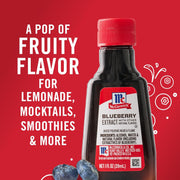 McCormick Blueberry Extract with Other Natural Flavors, Distinctive, Sweet Blueberry Flavor and Aroma for Baking Cookies, Cake, and Muffins, and Beverages Like Lemonade, Mocktails, and Smoothies, 1 fl oz