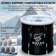XL Oval Ice Bath Tub for Athletes with Cover by Brisk Bear - Extra Large Cold Plunge Tub for Recovery - Ice Bath Plunge Pool with Digital Timer - Cold Plunge to Soothe Muscles - Black Ice Tub