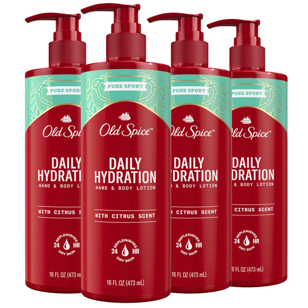 Old Spice Hand & Body Lotion for Men, Daily Hydration, 24/7 Hydration, 24/7 Replenishing Rich Moisture for Dry Skin, Lightweight Formula, Swagger with Argan Oil Scent, 16 fl (Pack of 4)
