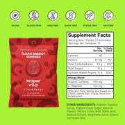 Proper Wild Vegan Energy Gummies with L-Theanine & Organic Caffeine, Clean Energy & Focus, Plant-Based, Gluten-Free, Non-GMO, Dairy-Free, Stevia-Free, Soy-Free, Strawberry (10-Pack)