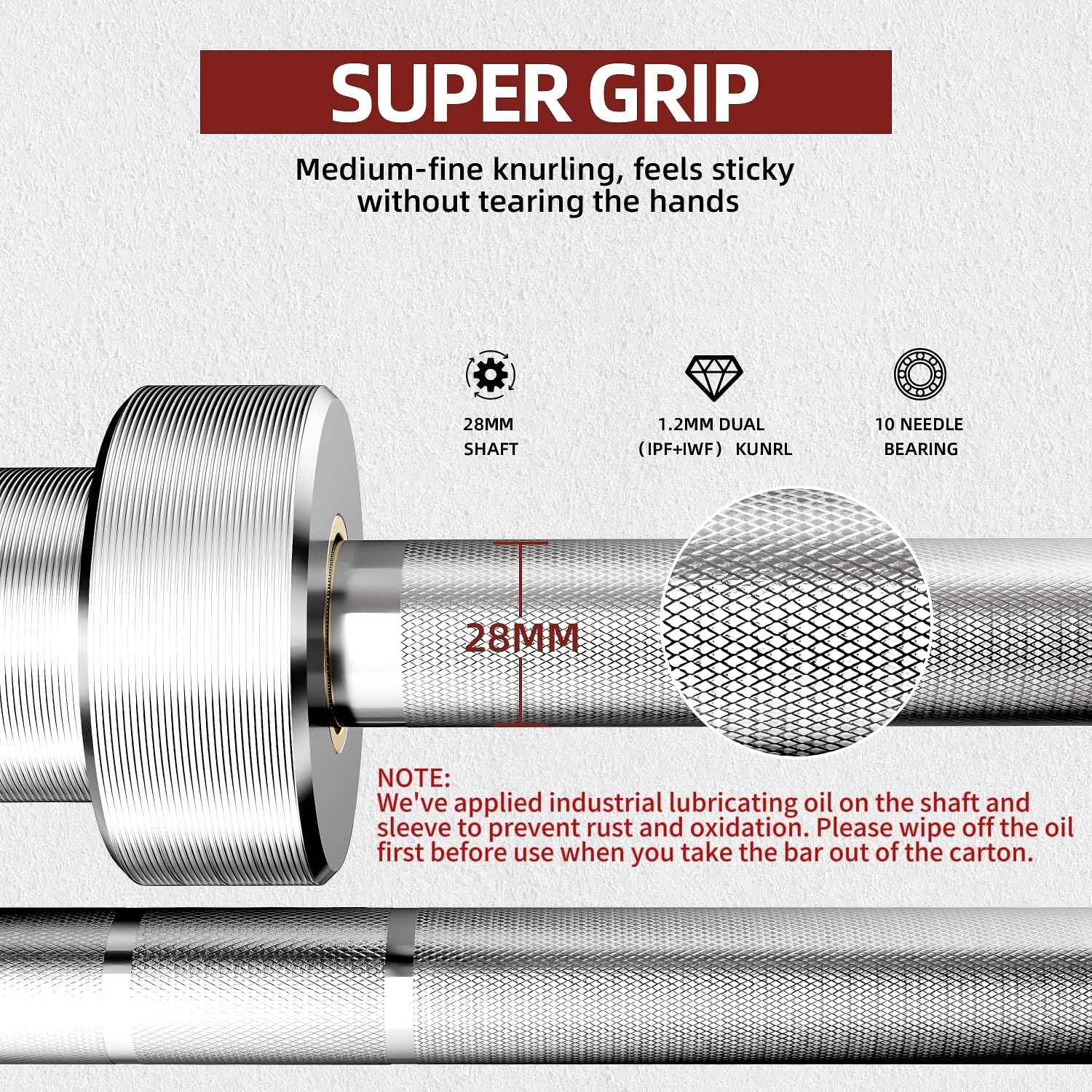 7ft Olympic Barbell, 45 lb Barbell for Powerlifting and Weightlifting, 2000 lbs Weight Capacity 215K PSI Weight Bar Fit 2" Weights for Squat, Bench Press, Deadlift