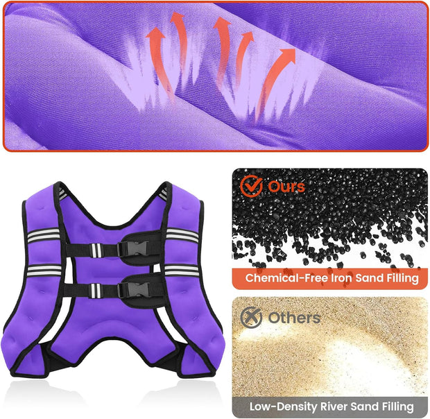 Weighted Vest, 6lb/8lb/12lb/16lb/20lb/25lb/30lb Weight Vest for Men Women, Body Weight Vests Adjustable with Reflective Stripe for Strength Training, Running, Training Workout, Jogging, Walking