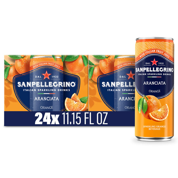 Sanpellegrino Italian Sparkling Drink Melograno And Arancia, Sparkling Orange And Pomegranate Beverage, 24 Pack Of Cans