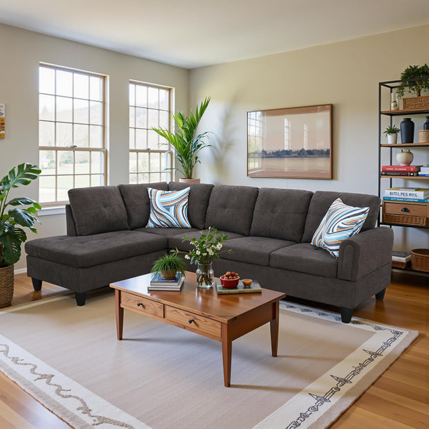 Sectional Couch 103.5" L Shaped Couch Comfy Futon Bed Upholstered Faux Leather 3 Pieces Living Room Furniture Sets with Ottoman and High Density Sponges for Living Room, White