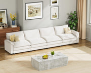 Homall 119" Modular Sectional Sofa, L Shaped Sofa Couch with Reversible Ottoman, DIY Combination Chenille Deep 3-Seat Cloud Couch for Living Room, Apartment (Light Grey, L Shaped Sofa)