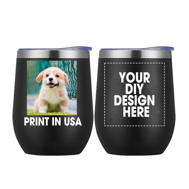 Personalized Custom Tumbler Print in USA 20oz Stainless Steel Coffee Cup with Lid & Straw Double Wall Insulated Tumbler with Colorful Text Logo Photo