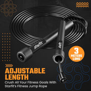 STARFIT Lightweight Jump Rope for Fitness and Exercise, Adjustable Jump Ropes with Plastic Handles, Cardio and Endurance Training, Jumping Rope for Workout