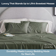 Olive + Crate Tencel Eucalyptus Pillowcases - 100% Tencel Lyocell Cooling Pillow Cases for Hot Sleepers - Hypoallergenic, Moisture-Wicking, Silk Alternative, Vegan - King Size Set of 2 [Moss]