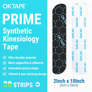 OK TAPE Synthetic Kinesiology Tape, 20 Strips Precut K Tape, Waterproof, Elastic Athletic Tape for Pain Relief & Muscle Support, Reflective Design, 2" x 10" -Beige