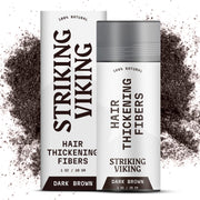 Striking Viking Hair Building Fibers for Thinning Hair (Black) 28g – Natural – Long-Lasting Powder for Undetectable, Thicker Look for Men & Women - Hair Fibers