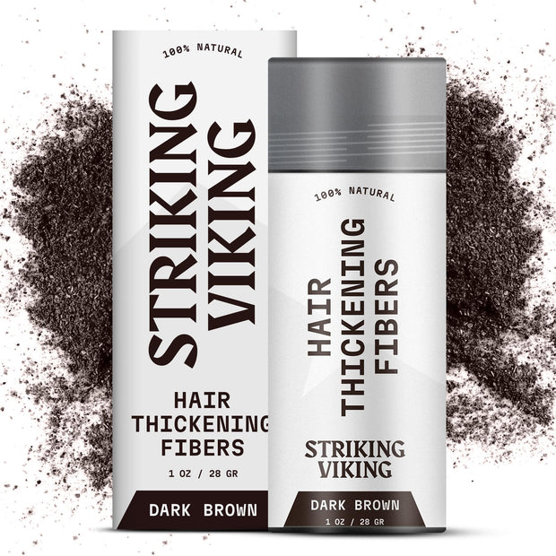 Striking Viking Hair Building Fibers for Thinning Hair (Black) 28g – Natural – Long-Lasting Powder for Undetectable, Thicker Look for Men & Women - Hair Fibers