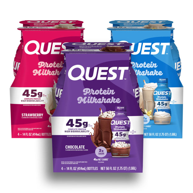 Quest Nutrition Vanilla Protein Shake, 45g Protein, 2g Sugar, 3g Net Carbs, Ready to Drink, Gluten Free, 12 Count