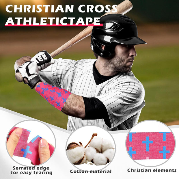 TrelaCo 1 Pcs Wrist Tape Baseball Cross Athletic 2in x 23ft Cotton Cross Wrist Tape Serrated Edges for Fingers Ankles Injury Wrap, Football Baseball Hockey Soccer (White)