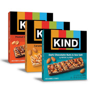KIND Nut Bars, Favorites Variety Pack, Dark Chocolate Nuts and Sea Salt, Peanut Butter Dark Chocolate, Caramel Almond and Sea Salt, Gluten Free, Up to 7g Protein, 18 Count