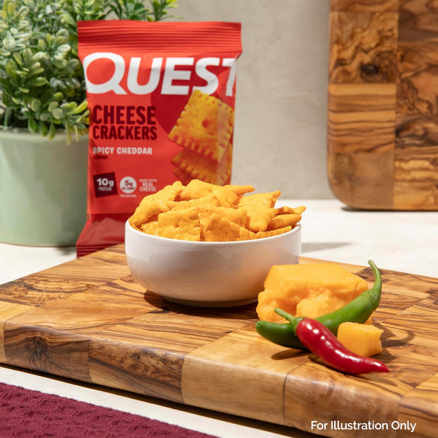 Quest Nutrition Cheese Crackers, Spicy Cheddar Blast, 10g of Protein, Low Carb, Made with Real Cheese, 12 Count (1.06 oz bags)