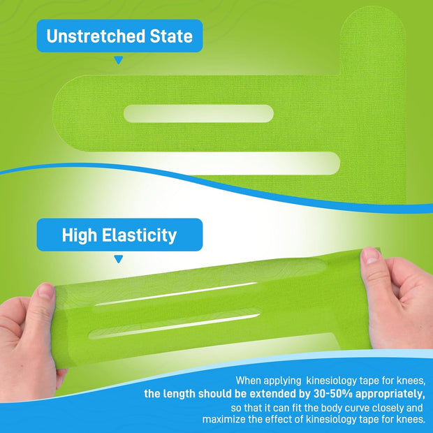 Kinesiology Tape for Knees, 10 Count Knee Tape for Knee Pain Relief Pre Cut, Latex Free Knee Tape, Support Muscles and Joints, Knee Kinesiology Tape Pre Cut, Waterproof and Elastic (Black)