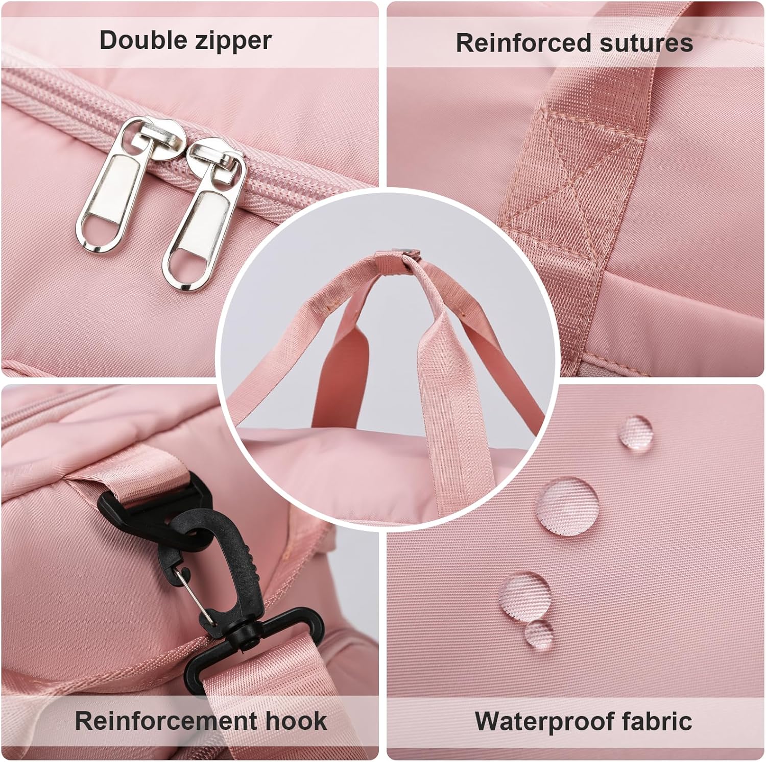 Eslcorri Gym Duffle Bag for Women Men, Sports Backpack with Wet & Shoe Compartment, Fitness Overnight Weekender Bag for Yoga, Swim, Travel (Style B, GreenPink)