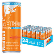 Red Bull Amber Edition Sugar Free Energy Drink, Strawberry Apricot, with 80mg Caffeine plus Taurine & B Vitamins, 8.4 Fl Oz, 6 Packs of 4 Cans (Pack of 24)