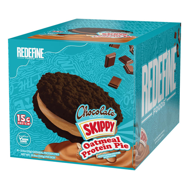 Redefine Foods Oatmeal Protein Pie, SKIPPY Peanut Butter - 8 Count - 15g of Protein Per Serving - Non-GMO