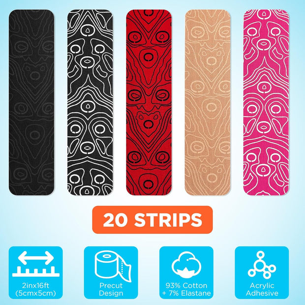 OK TAPE PRO Original Kinesiology Tape Pre-Cut Strips, Latex Free Elastic Athletic Tape Roll, 2in×16ft 2Rolls,Beige+Beige