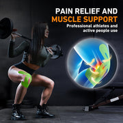 PreCut Kinesiology Tape for Knees, 12 PCS Waterproof KTQUICK Knee Tape for Knee Pain Relief Pre Cut, Original Cotton Athletic Knee Tape, Waterproof & Hypoallergenic Latex-Free for Sports (Black)