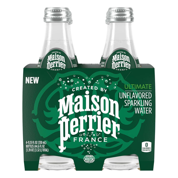 Maison Perrier Ultimate Unflavored Sparkling Water, 4 Pack Glass Bottle 44.632 fl oz