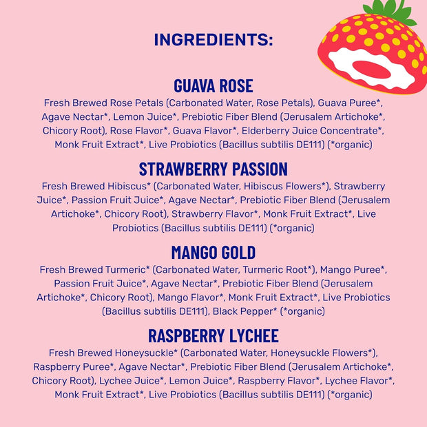 wildwonder Sparkling Probiotic Drink 12pk, For Gut Health & Immune Support, Classic Variety Pack, 5g Prebiotic Fiber, Live Probiotics, Organic, Vegan, Low Sugar, 12 Pack, 12oz Can, Seen on Shark Tank