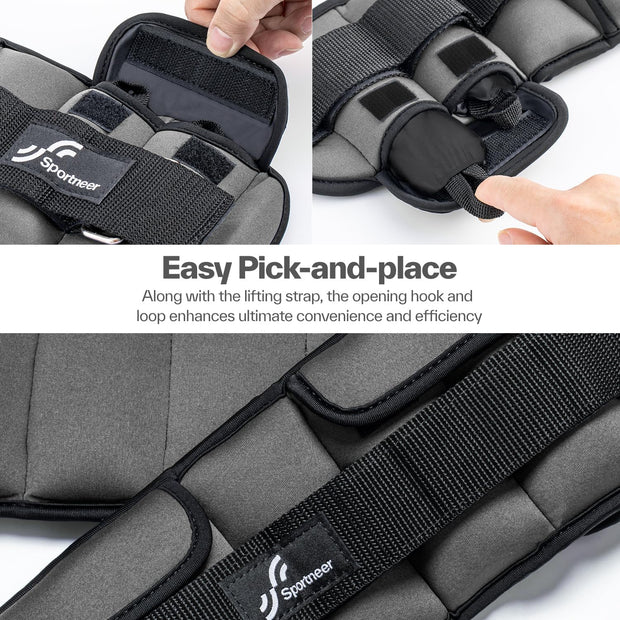 Sportneer Upgrade Adjustable Ankle and Wrist Weights for Women and Men 1-7 lbs / 1-10 lbs Set | Comfortable, Secure Fit for Walking, Running, Fitness, Physical Therapy, Home Gym