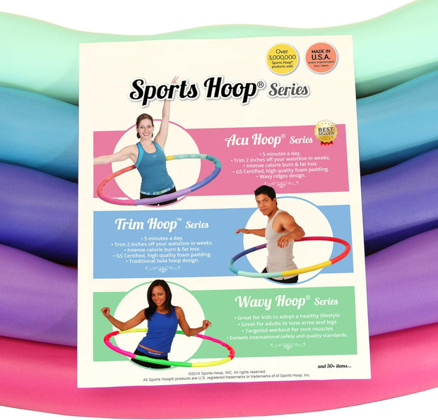 Weighted Hula Hoop, ACU Hoop 3M - 3.2lb Medium, Weight Loss Fitness Exercise Sports Hoop with Wavy Ridges (Rainbow Colors)