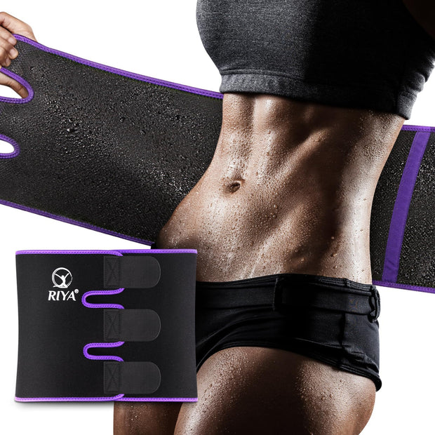 RIYA Waist Trimmer Sweat Waist Trainer for Women and Men Waist Sweat Belt Band Belly Stomach Wrap