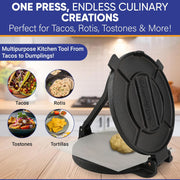 10 Inch Cast Iron Tortilla Press by StarBlue with FREE 100 Pieces Oil Paper and Digital Recipes e-book - Tool to make Indian style Chapati, Flour Tortilla, Roti