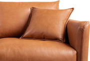 Valencia Jasper 85" Cognac Tan Brown 3 Seater Full Leather Couch | Mid Century Sofa with 2 Pillows for Living Room Furniture | Plush Cushions, Nappa Leather Lounge Couch