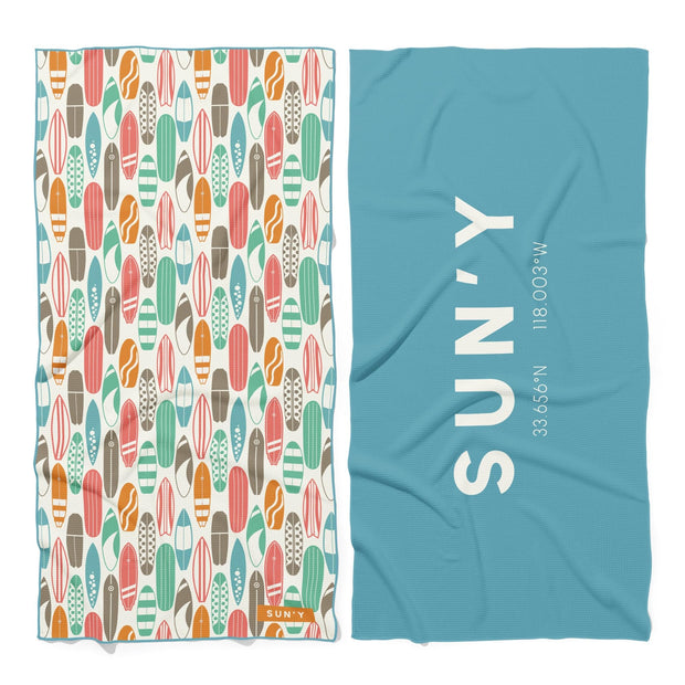 SUN'Y Waffle Microfiber Beach Towel – Sand Free, Quick Dry, Ultra Absorbent, Lightweight & Compact Travel Towel with Carry Bag - Large (63” x 31.5”), Boho