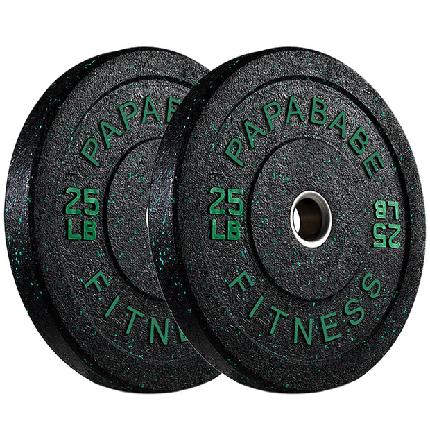 Papababe Weight Plates, 2-Inch Weights Plates Set, Floor Protective Rubber Weight Plates, 10-600lbs Bumper Plates for Barbell Strength Training & Weightlifting (Single/Pair/Full Set)