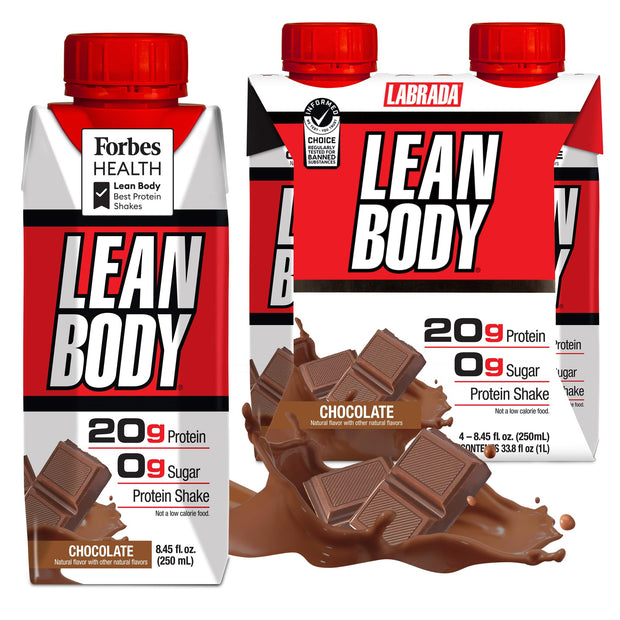 Lean Body Ready-to-Drink Salted Caramel Protein Shake, 20g Protein, Whey Blend, 0 Sugar, Gluten Free, 22 Vitamins & Minerals, (Recyclable Carton & Lid - Pack of 4)