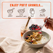 PBfit Peanut Butter Protein Granola, 15g Plant-Based Protein 22% DV, Made with Whole Grain Oats and Chia Seeds, Gluten Free, for Protein Snacks Cereals Breakfast Yogurt, 32 Oz Bag