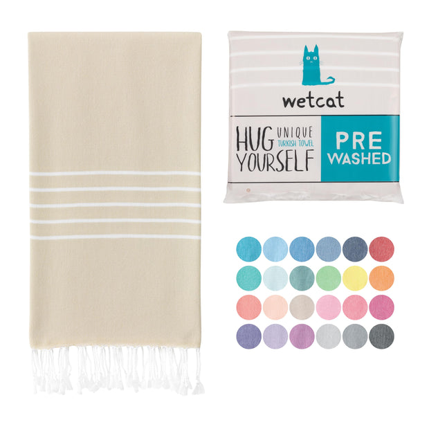WETCAT Turkish Beach Towel Oversized (38"x71") 100% Turkish Cotton, Made in Turkey - Sand Free, Extra Large, Ultra Soft, Quick Drying, Compact & Lightweight for Travel - Blue